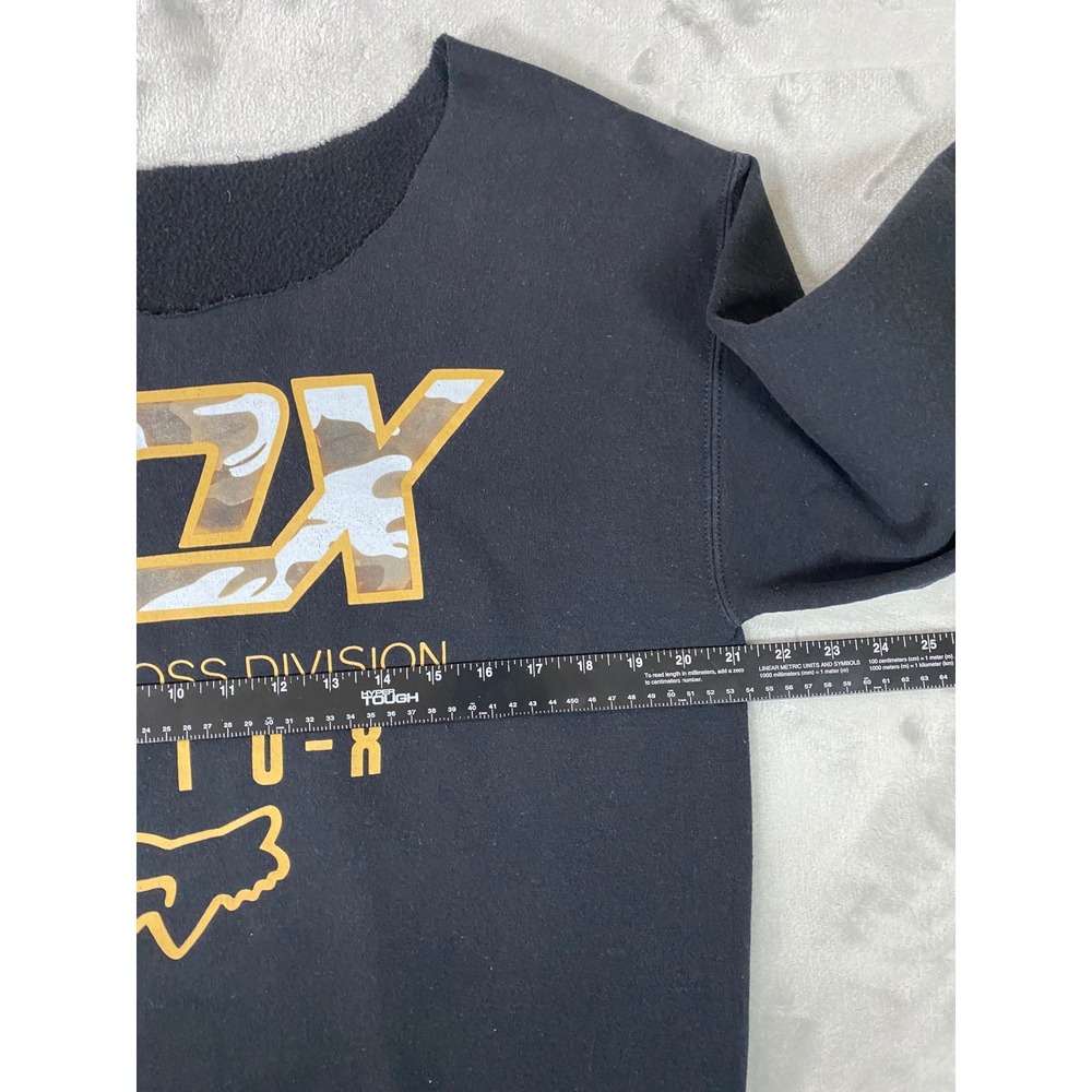 Fox Racing Sweatshirt Women's Medium Black Camo Logo Moto-X Cut Y2K Scoop Neck - Picture 3 of 5